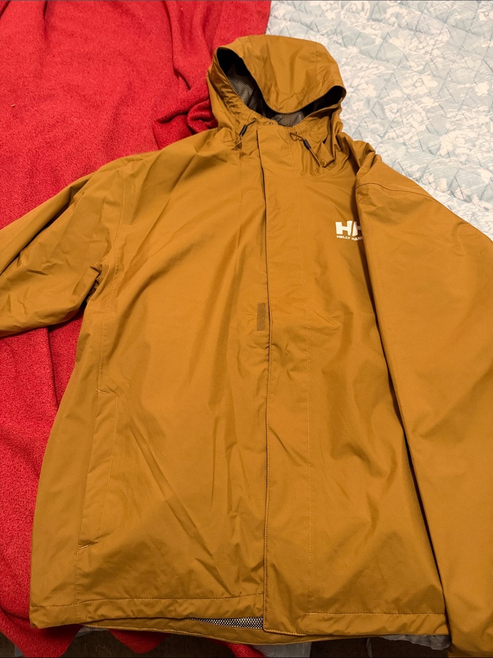Helly Hansen Hooded Raincoat in Brown Ochre
